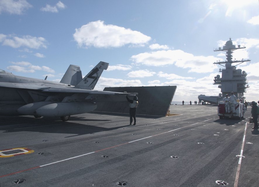 The US Navy still supports the Electromagnetic Aircraft Launch System (EMALS) aboard aircraft carrier USS Gerald R Ford despite recent operational issues during testing. (Michael Fabey)