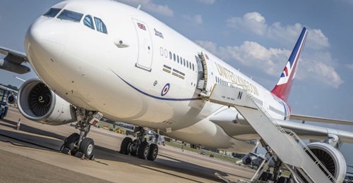Seen on its public debut, Voyager ZZ336 has been bedecked in a bespoke livery for the VIP role, although ministers and military officials insist it will not affect the aircraft's operational role as a tanker-transport.
