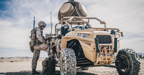 1st Lieutenant Taylor Barefoot programs a C-UAS on a Light Marine Air Defense Integrated System (LMADIS) during a predeployment training exercise at Marine Corps Air Ground Combat Center Twentynine Palms, California in 2018. This system, and future ver...