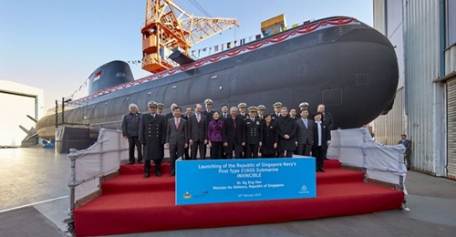, the first of four Type 218SG submarines on order for the RSN, is seen here during a launch ceremony held in Kiel, Germany, in February 2019. Handover of the boat is expected to be deferred to 2022 owing to the Covid-19 pandemic.