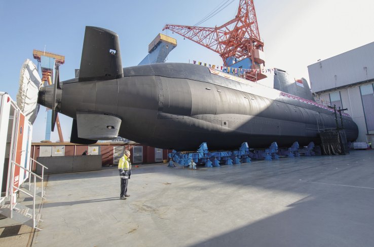 Invincible
        , seen here at its launch ceremony in 2019. 
       (Michael Nitz/Naval Press Service)