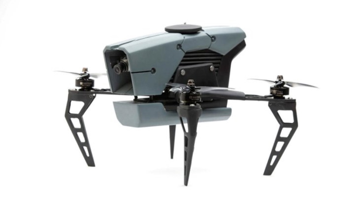 The Iron Drone interceptor that has been integrated with Drone Guard without the wires that help it entangle its target.