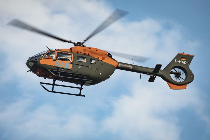 Seen at its delivery ceremony in December 2019, the first of seven H145 LUH’s for the Germany Army has now officially begin its domestic SAR duties. (Airbus)
