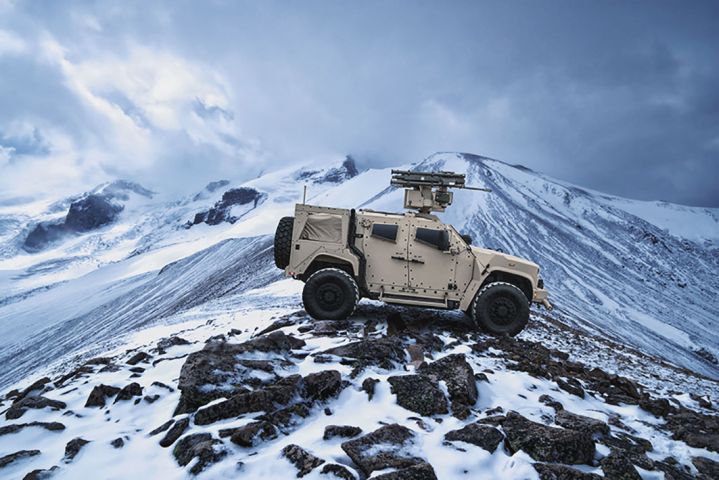 Pictured here, a JLTV outfitted with Kongsberg’s XM914 remote weapon system. The US Marine Corps has picked Kongsberg to move ahead with its MADIS Inc 1 effort. (Oshkosh Defense)