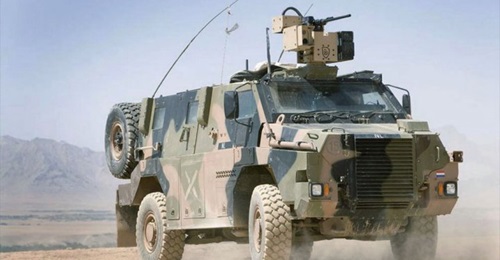 A Royal Netherlands Army Bushmaster vehicle in Afghanistan fitted with an EOS R400 remote weapon station. Wellington announced on 8 July that it approved the acquisition of 43 Bushmasters to replace the New Zealand Army's armoured Pinzgauer LOVs.