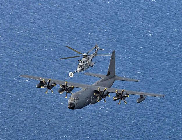 The KC-130J and the Caracal are soon to be cleared for air-to-air refuelling operations. (French Air Force)