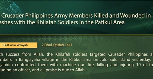 A screenshot of the 25 June claim issued by the Islamic State on messaging platforms Hoop and RocketChat.