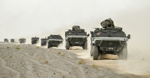 Chinese military vehicles attached to an artillery brigade under the PLA's 74th Group Army photographed at an undisclosed location on 7 June. Among the vehicles are Dongfeng Mengshi CSK181 4×4 armoured vehicles (front) and several units of the new...
