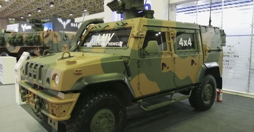 The Brazilian Army will receive 32 Iveco LMVs. The vehicle pictured is outfitted with the 12.7 mm REMAX III weapon station and was showcased at LAAD Defence & Security 2019.