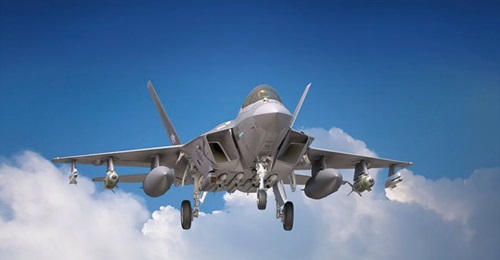 An artist's impression of the KF-X fighter aircraft. The first KF-X prototype is scheduled to be rolled out in April 2021.
