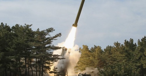 Images released by the KCNA on 3 March show that Pyongyang tested-fired what appeared to be its 'super-large MRL' system (US, South Korean designation KN-25) the previous day as part of a firing drill of KPA long-range artillery sub-units.