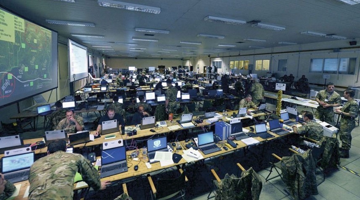 The EXCON established at RAF St Mawgan in Cornwall for Exercise Joint Horizon 2015, a MASS-supported UK Joint Force Headquarters (JFHQ) exercise.
