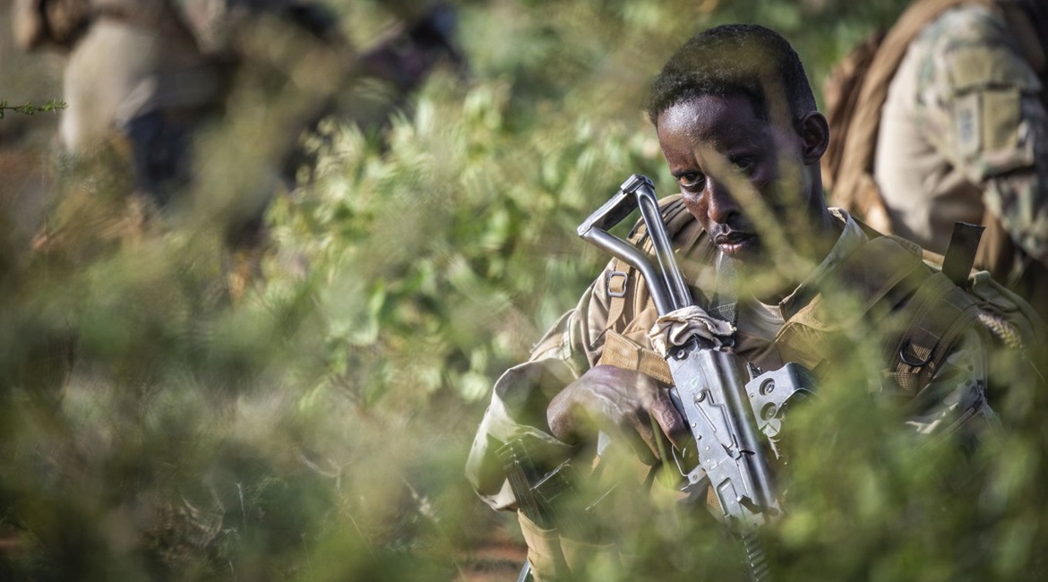 A Danab soldier during a patrol in July 2019.