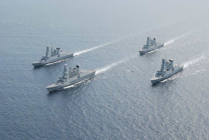The Horizon programme has produced two Forbin-class air-defence destroyers for the French Navy (left and right) and two Andrea Doria-class destroyers for the Italian Navy (centre). (Italian Navy)