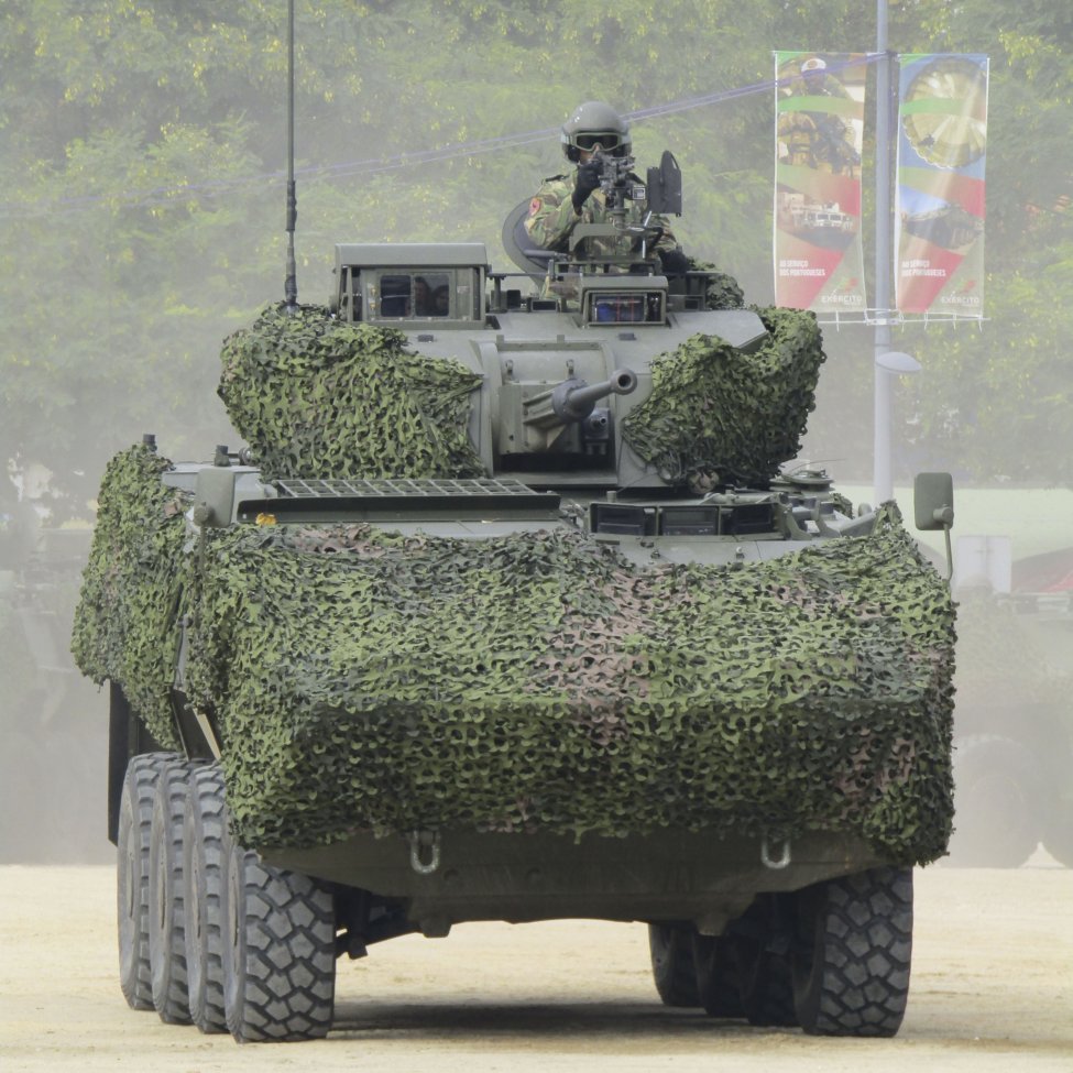 A Portuguese Pandur II IFV is shown with an SP30 two-man turret armed with a 30 mm MK30-2 cannon and two 7.62 mm MAG58 weapons. (Victor Barreira)
