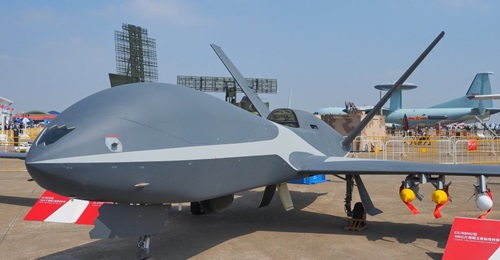 An armed reconnaissance variant of the Cloud Shadow UAV seen at Airshow China 2018. Unlike the Wind Shadow, the export-oriented Cloud Shadow is equipped with a single WP-11C turbojet engine.