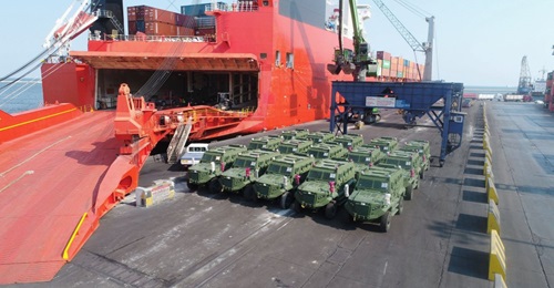 The Hizirs lined up at Mersin port before being loaded.