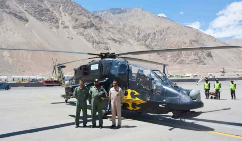 An LCH prototype in Ladakh near India’s disputed border with China. Manufacturer HAL announced on 12 August that it deployed two LCH prototypes to the region in support of IAF operations. (HAL)