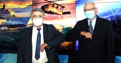 Amir Peretz, Israel's Minister of Economy and Industry (left) and Joshua (Shiki) Shani, Chief Executive of Lockheed Martin Israel (right) at the signing of an umbrella agreement between Lockheed Martin and the Israeli government for industrial co-opera...