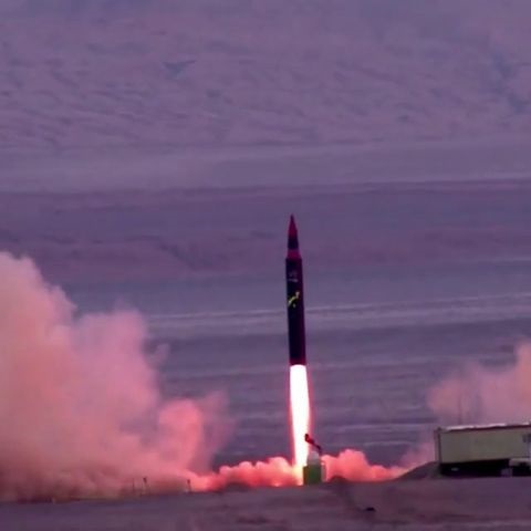 A still from the latest test footage shows the launch of a Khorramshahr missile fitted with a small RV.