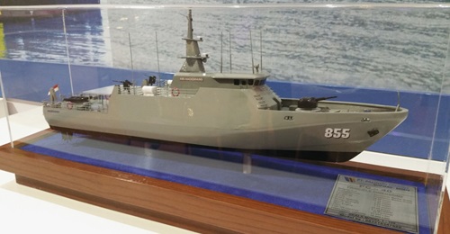 A model of the PC-40-class patrol vessel, similar to the pair launched by PT Karimum Anugrah Sejati on 24 August 2020.
