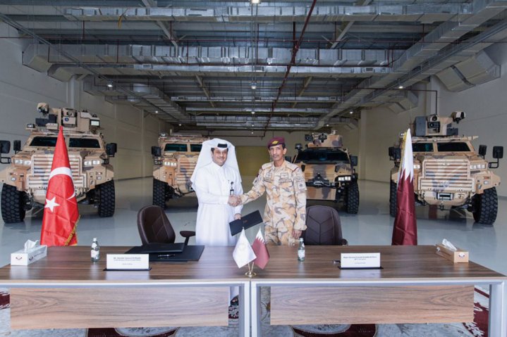 The agreement between the QJSF and Barzan Holdings was signed in front of three Ejder Yalçins and an NMS. (Qatari Ministry of Defence)