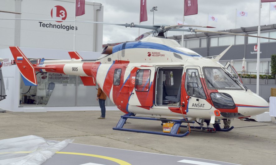 Kazakhstan Engineering will be developing a heating system for the Ansat helicopter, seen here at the 2019 Paris Air Show, following on from a deal signed at Army 2020. (Janes/Patrick Allen)