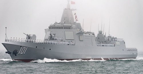 , the first of the PLAN's Type 055-class destroyers, took part in a fleet review held on 23 April off the northern port city of Qingdao.