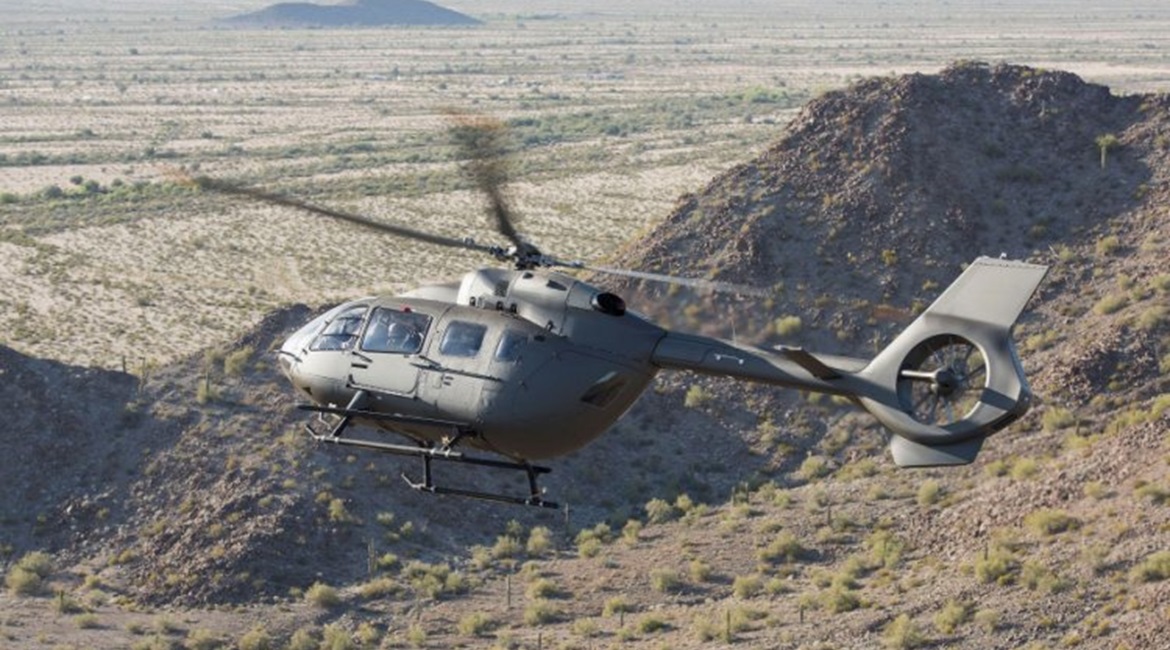 The UH-72B, pictured, will feature a number of enhancements over the UH-72A Lakota. Most notable is the replacement of the conventional tail rotor with a more efficient Fenestron.