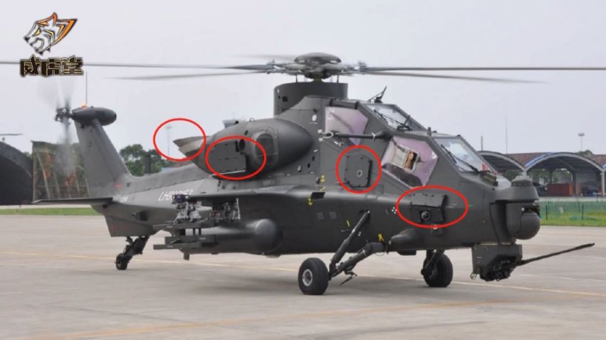 A screengrab from CCTV footage highlighting some of the latest improvements made to the PLA’s Z-10 attack helicopter. (Via cctv.com)