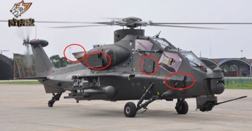 A screengrab from CCTV footage highlighting some of the latest improvements made to the PLA's Z-10 attack helicopter.