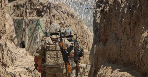 Azerbaijani soldiers on patrol on 18 July 2020 following clashes with Armenian forces around Tovuz in northwestern Azerbaijan. The skirmish showed that the territorial conflict between the two countries remains active.