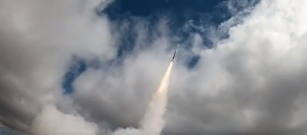 A screenshot showing a dart rocket carrying a prototype radio frequency receiver for the RAAF as it is launched to the edge of space on 19 September from the Koonibba Rocket Range in South Australia, marking the first such commercial rocket launch from Australia. (Australian DoD)