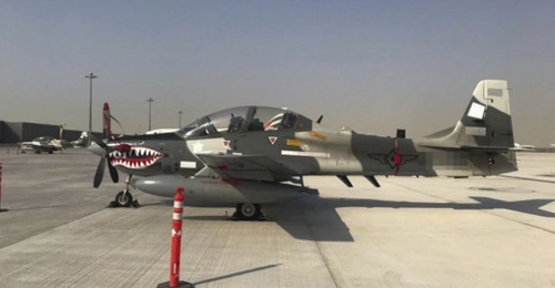 One of the four A-29 Super Tucano aircraft that arrived at Clark Air Base in the Philippines on 19 September. Two more A-29s are expected to arrive in the country in the coming days.