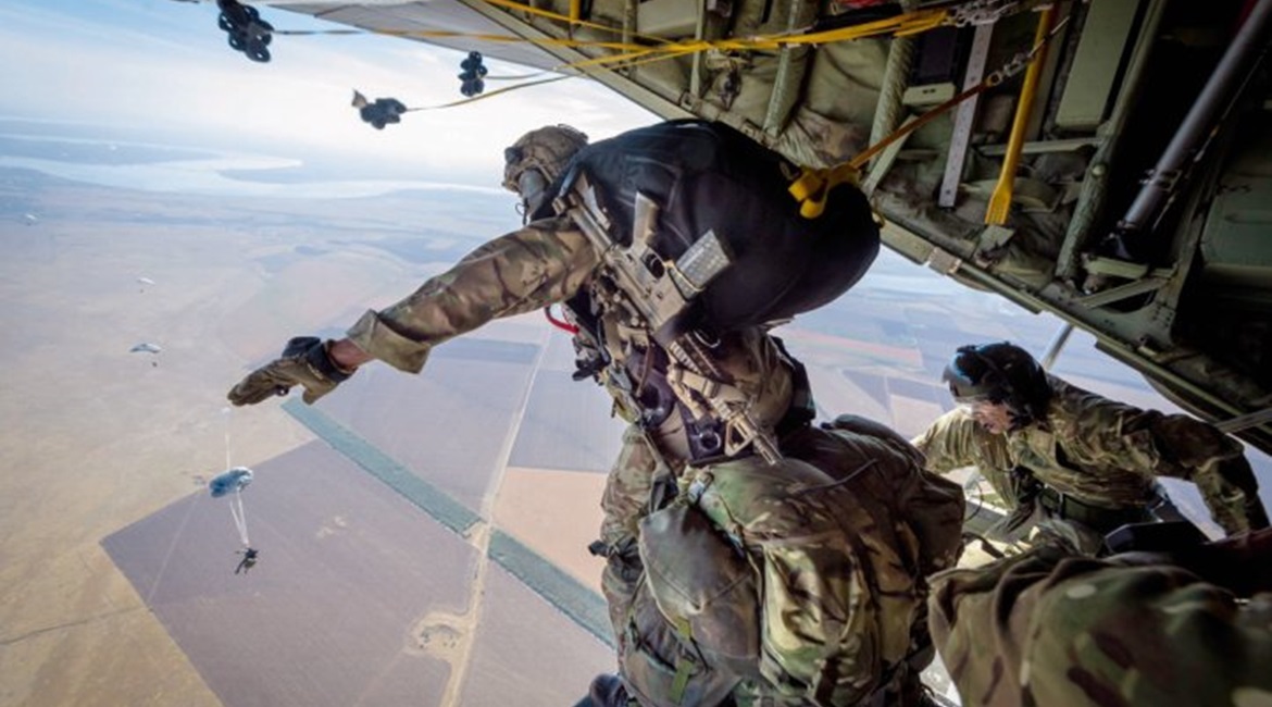Some 250 paratroopers from the British Army's 16 Air Assault Brigade were flown directly from the UK by RAF C-130 for their first drop in southern Ukraine.