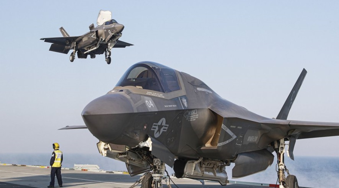 A US F-35B about to be joined by a UK aircraft on the deck of HMS 
        
        . Besides these two nations and Italy, other potential operators have expressed interest in the 'pocket carrier' capability that the STOVL jet could afford the...