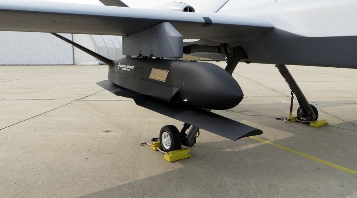 General Atomics Aeronautical Systems Inc's Sparrowhawk sUAS. The company performed two flight demonstrations with the aircraft, demonstrating its onboard payload and autonomy systems.