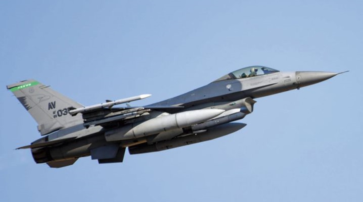 A US Air Force F-16 from the 555th Fighter Squadron seen departing Graf Ignatievo Air Base during recent exercises in Bulgaria, ahead of the relaunch of NATO's air policing mission in the country.