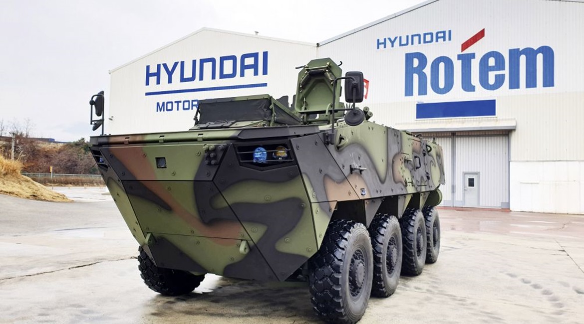 A K808 armoured combat vehicle. Hyundai Rotem announced on 29 September that it has secured an order for a third batch of K806 and K808 vehicles for the RoKA.