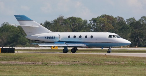 Cobham Aviation Services UK operates a fleet of Dassault Falcon 20 jets, similar to the one shown here.
