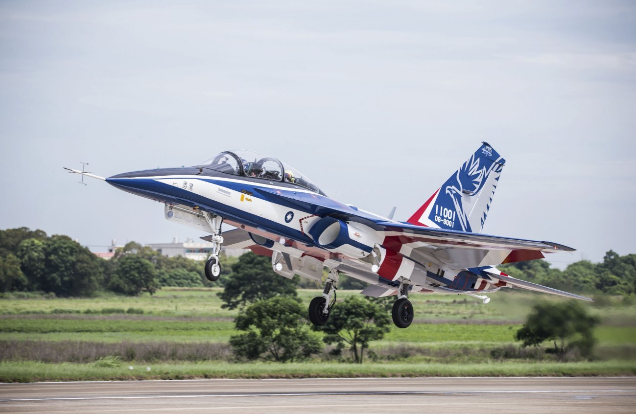Taiwan’s T-5 ‘Brave Eagle’ AJT conducted its first flight in June. The project is cited by Taiwan as one that can support greater collaboration between local and foreign firms. (Taiwan MND)