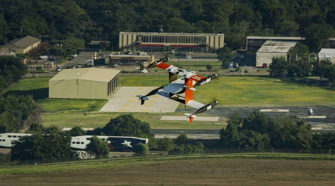 Bell's APT 70 eVTOL UAS flying during a NASA demonstration on 28 September. Bell is building a new APT aircraft that will carry nearly 45 kg of payload.
