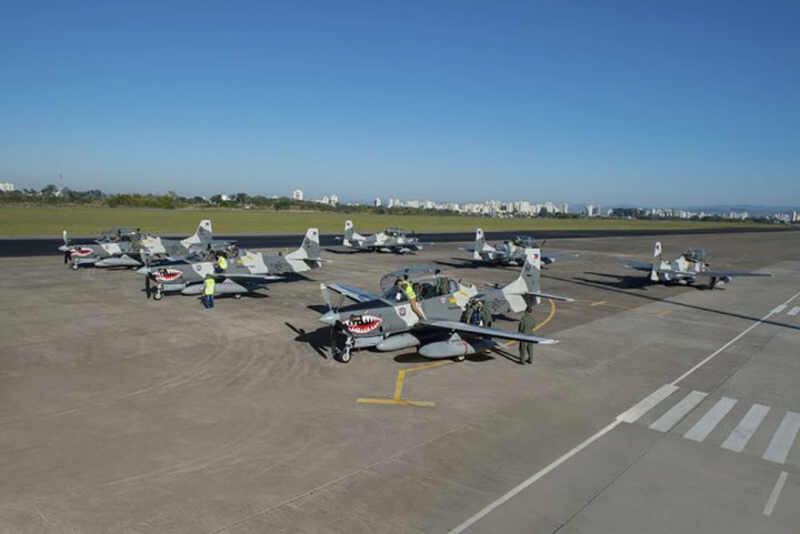 The PAF’s six A-29B Super Tucanos at Clark Air Base. These aircraft were officially inducted in a ceremony held on 13 October.