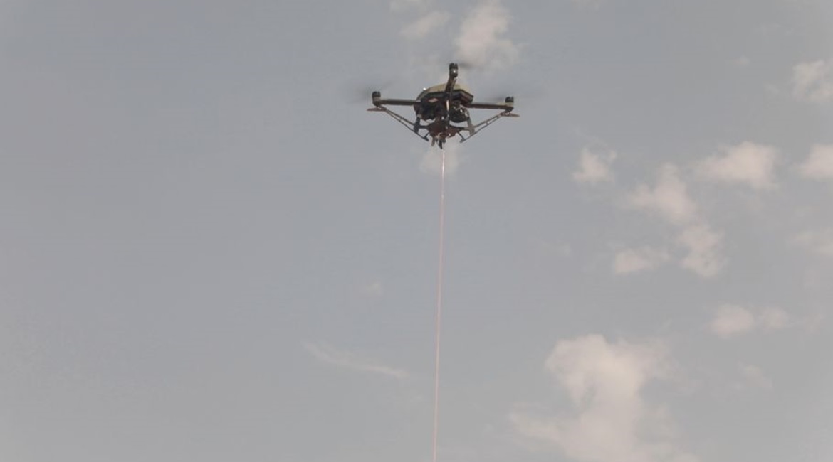 Hoverfly's LiveSky Group 1 tethered UAS. The company reached a deal with Leonardo DRS Land Systems to have Leonardo produce the LiveSky.