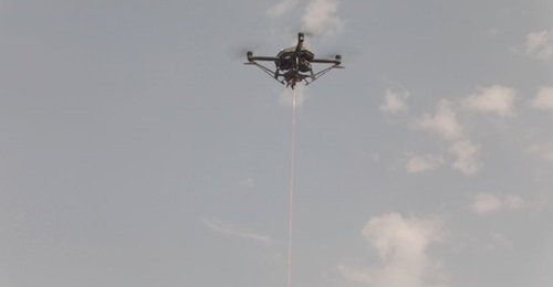 Hoverfly's LiveSky Group 1 tethered UAS. The company reached a deal with Leonardo DRS Land Systems to have Leonardo produce the LiveSky.