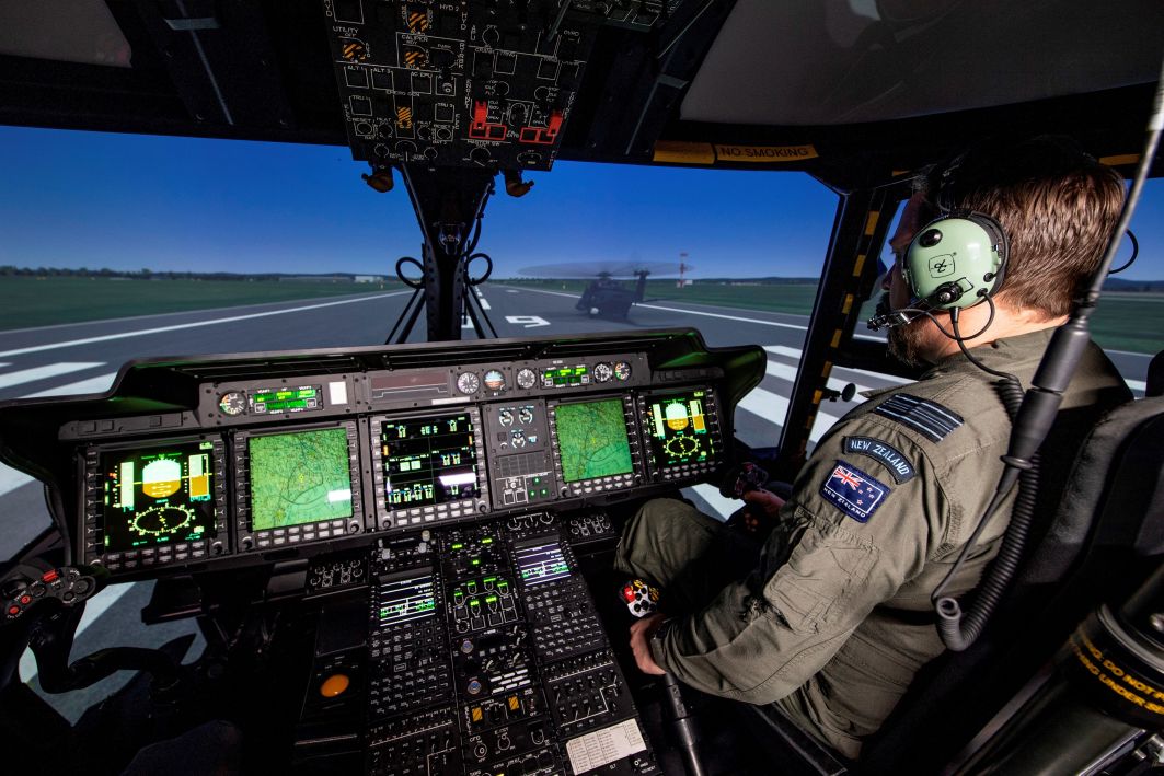 RNZAF NH90 aircrew training in a new CAE 700MR NH90 simulator located at RNZAF Base Ohakea. (CAE)