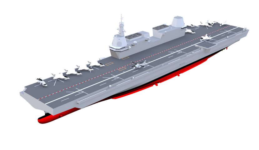A CGI showing the conceptual design of the RoKN’s future light aircraft carrier. (RoKN)