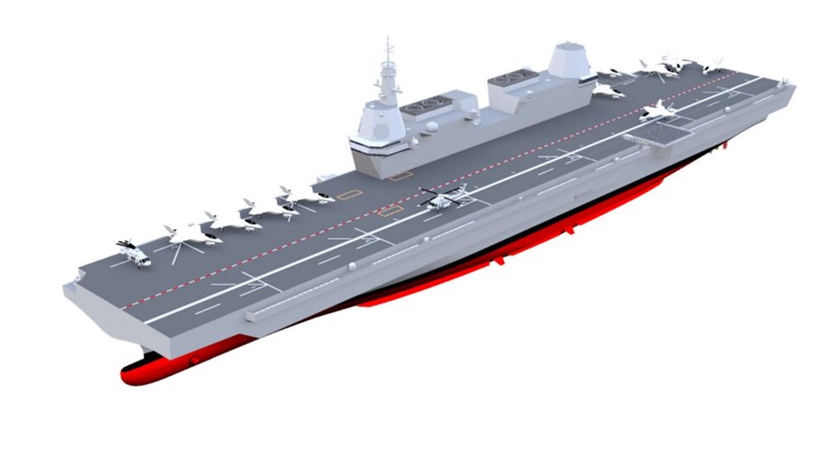 A CGI showing the conceptual design of the RoKN's future light aircraft carrier.