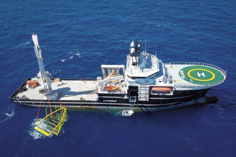 
        The multirole subsea construction vessel 
        Volantis
         used a remotely operated vehicle to salvage remains of the NH90 helicopter lost recently in the Caribbean. 
       (Dutch Ministry of Defence)