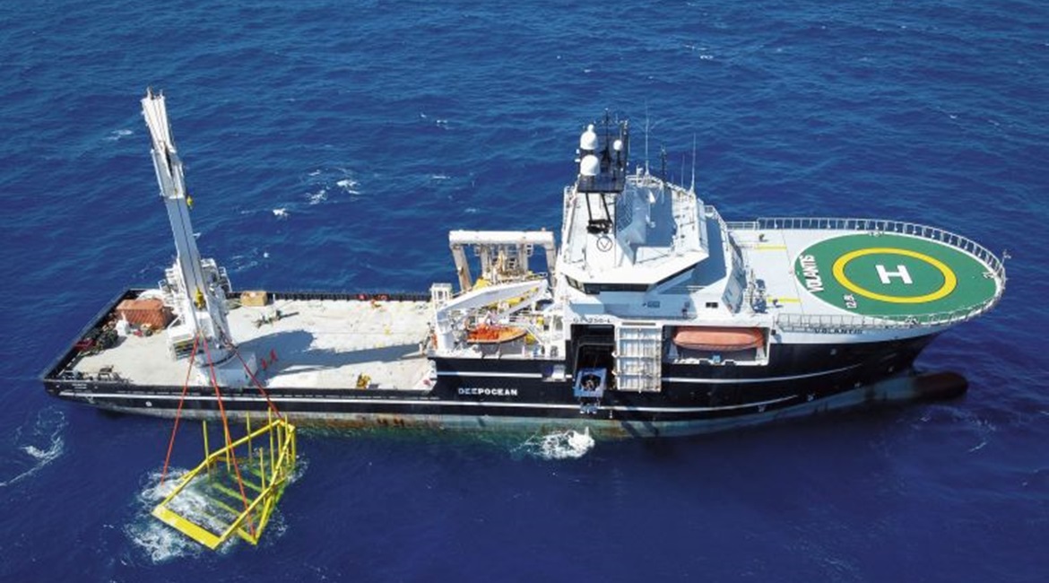 The multirole subsea construction vessel 
        
         used a remotely operated vehicle to salvage remains of the NH90 helicopter lost recently in the Caribbean.